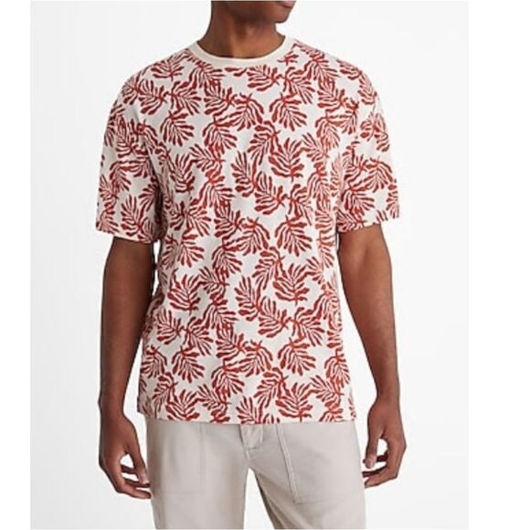 Express Palm Print Perfect Puma Cotton T-shirt size M Tall - Picture 1 of 4